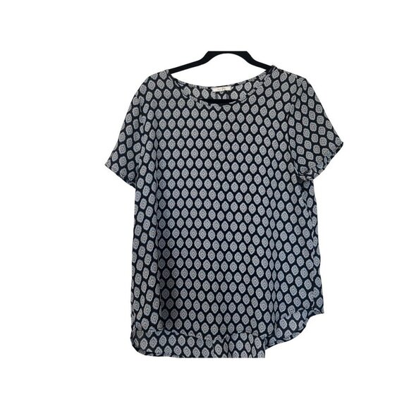 Pleione Relaxed Short Sleeve Floral Blouse M - Picture 2 of 9